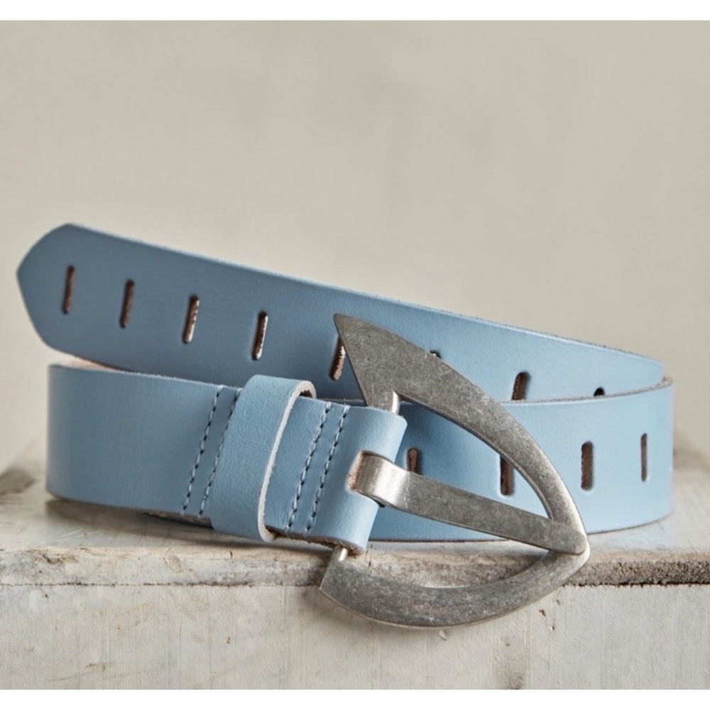 NWT We The Free People Noa Belt Leather Sea Salt Blue Festival Boho Y2K